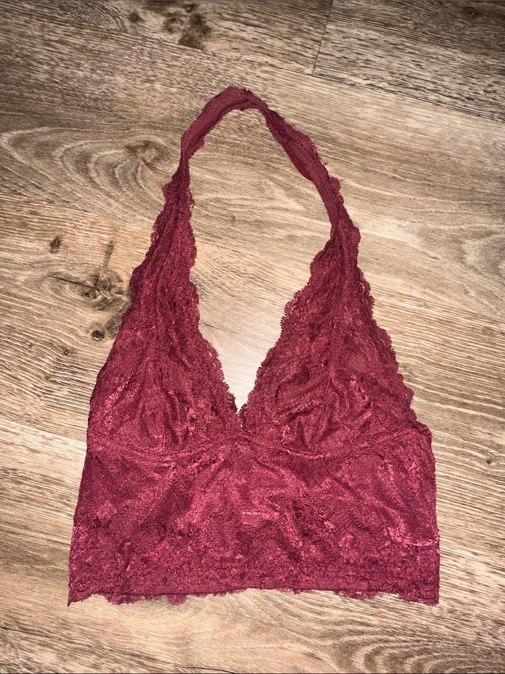 Lace Halter Bralette in Wine Red
